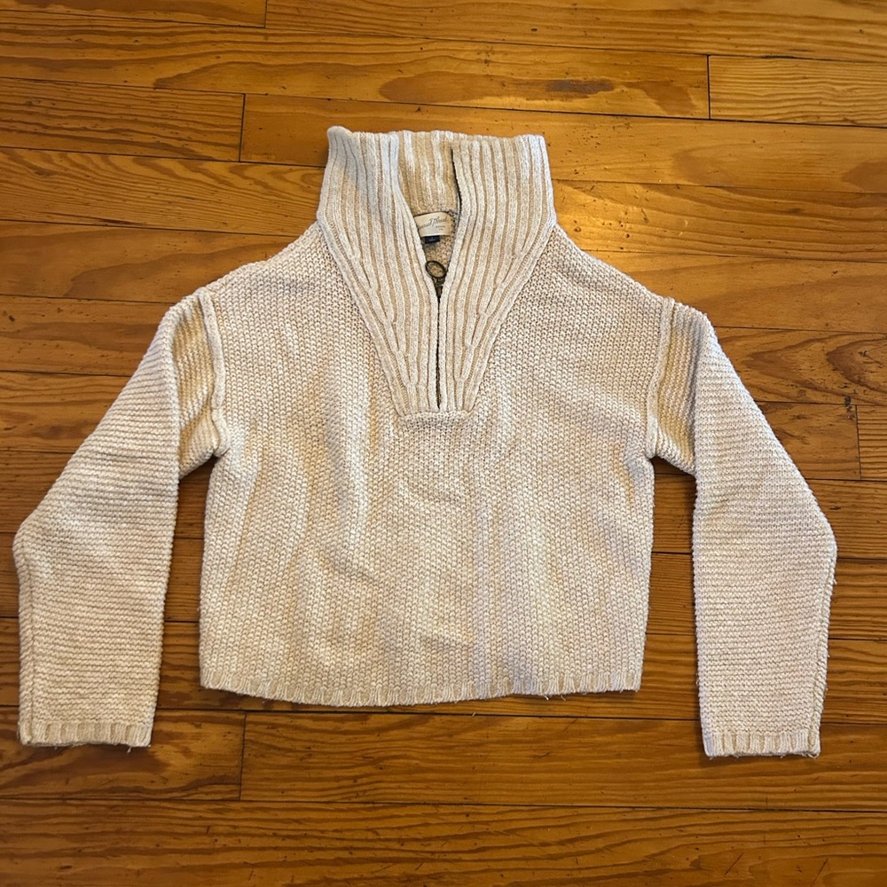Cozy Cream Cable-Trim Mock Neck Sweater ~ Universal Thread